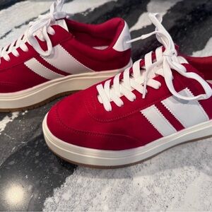 Red and White Sneakers